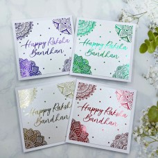 Set of 4 Happy Raksha Bandhan Cards, Foiled Rakhi Cards