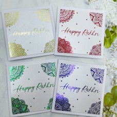 Set of 4 Foiled Rakhri Cards, Mini Rakhi Greeting Cards