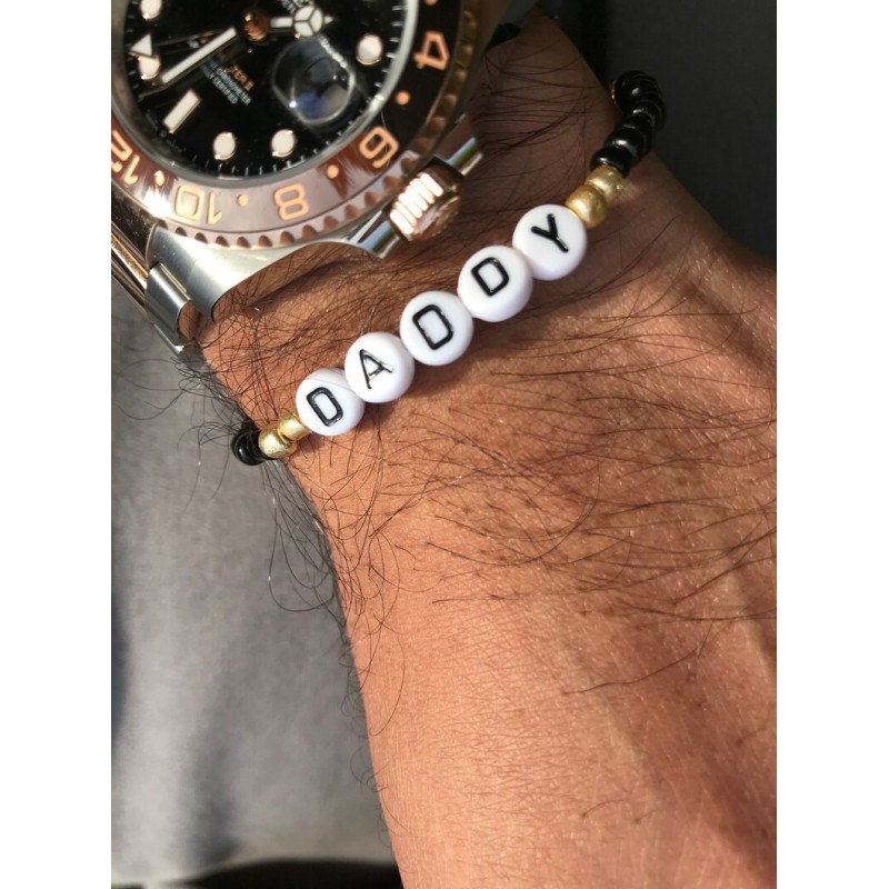 Amazon.com: Gifts for Father Personalized Men Black Braid Names Bracelet  Custom 2-5 Family Names Charm Beads Inspirational Jewelry Gift for Dad from  Daughter Son(2 Beads): Clothing, Shoes & Jewelry
