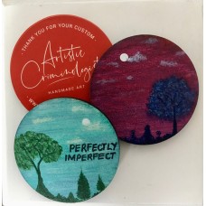 Beautiful Original Hand Painted Landscape Night Scene Magnets (x2)