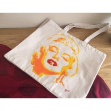 Marilyn Monroe, Hand Painted, Canvas Tote Bag, reusable, bag for life, shopping bag, book bag, grocery bag, beach bag, original art, acrylic