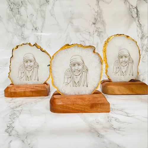 Sai baba Agate Plaque | Gifts Natural Agate Collection | Agate Quartz Plaque