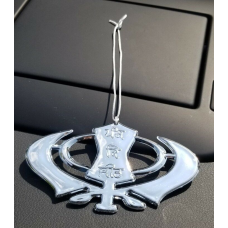 Extra LARGE Plastic Silver Tone Wide Khanda Punjabi Sikh Pendant Car Rear Mirror