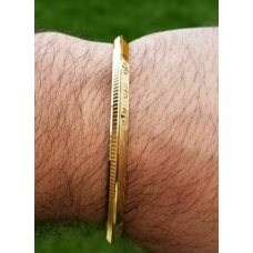 Laser khanda engraved gold plated sikh singh kaur khalsa kara kada bangle aa1