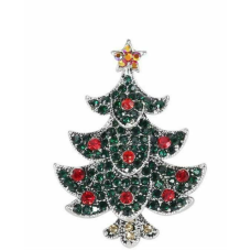 Vintage look stunning diamonte silver plated christmas tree brooch cake pin b49h