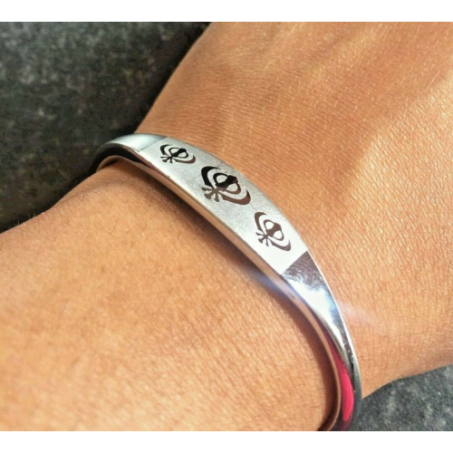 Unisex stunning silver plated laser engraved khanda sikh kara hindu open kada a2