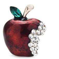 Stunning vintage look gold plated red apple designer brooch broach pin jjj54