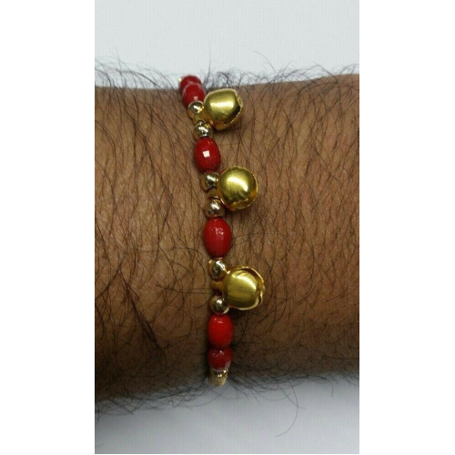 Talisman evil eye protection hindu red thread 3 dangling bells lucky bracelet e5