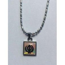 Small punjabi sikh singh khanda square pendant in stunning chain necklace k1