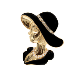 Pretty lady personality brooch retro vintage look gold plated royal pin ggg23