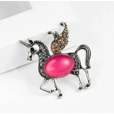 Stunning diamonte silver plated vintage look unicorn christmas brooch cake pin