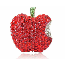 Stunning vintage look gold plated red apple designer brooch broach pin b49