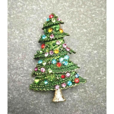 Vintage look stunning diamonte gold plated christmas tree brooch cake pin b48x