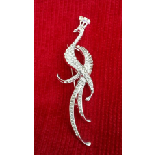 Stunning diamonte silver plated peacock bird brooch broach cake pin for suits