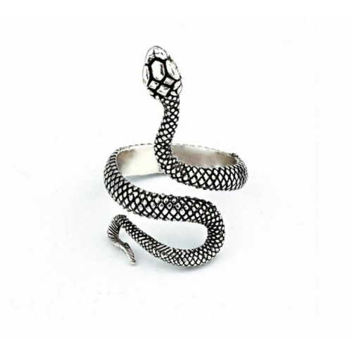 Evil eye protection amulet silver plated snake hindu lucky ring adjustable z26