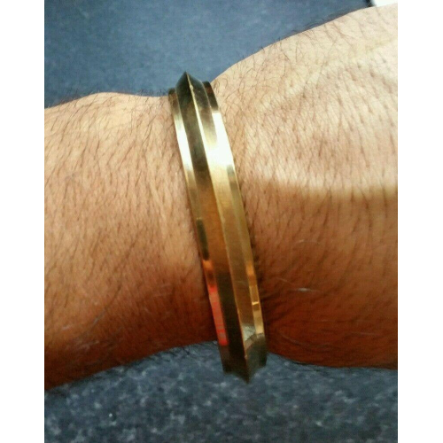 Brass kara 1 edge 22 ct. gold look sikh Bangle singh khalsa kada bracelet z7 New