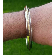 Stainless steel ridged golden edge sikh singh kaur khalsa kara kada bracelet l5