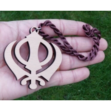 Wooden khanda car hanger punjabi sikh kaur stunning evil protection pendant ccc8