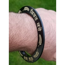 Sikh kara kirat karo naam japo vand shako engraved sarbloh bangle black kada dd8