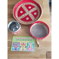 Hindu fast worship karva chauth vrat thali set special pooja karwa vrata katha b