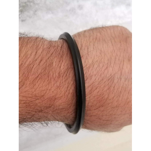 Black sarbloh iron kada one edge smooth sikh singh kaur khalsa kara bangle l7