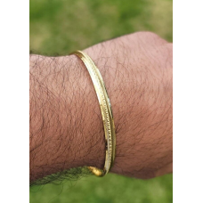 Sikh Kara Gold Plated Ridged Edge Design Punjabi Singh Kada Bangle Bracelet W9