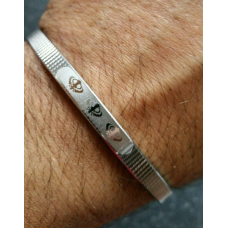 Silver plated laser engraved khandas sikh singh khalsa kada bangle kara qe1