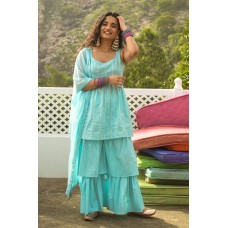 Sinikka Blue Kurta-Sharara Set