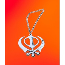 Large stainless steel punjabi sikh large khanda pendant car rear mirror hanging