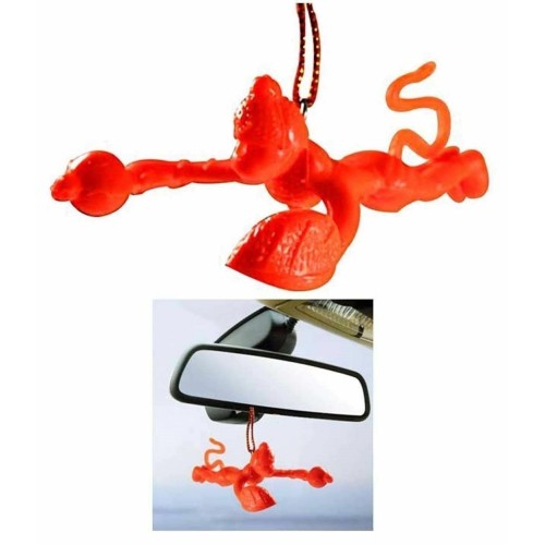 Flying hindu lord hanuman car hanging idol orange god power protection talisman