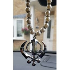 Stainless steel punjabi sikh kaur singh stunning khanda pendant car rear mirror