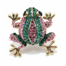 Vintage look gold plated stunning frog brooch suit coat broach collar pin b62