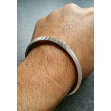 Silver Plated Designed Ridged Sikh Singh Khalsa Kada Bangle Kara Bracelet QD1