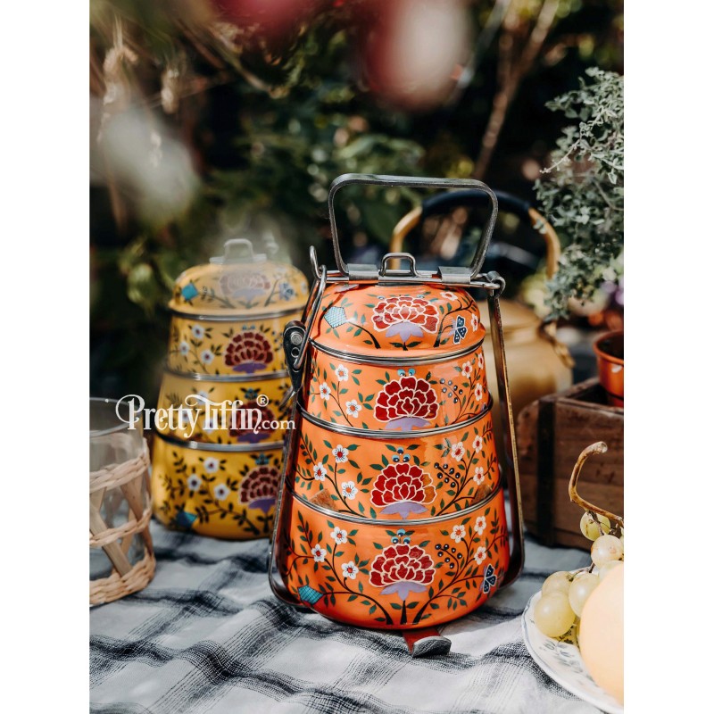 Hand Painted Indian Tiffin Lunchbox With Pretty Paisley Design, Enamel  Lunchbox, Eco Lunchbox, Stainless Steel Lunchbox, Traditional Tiffin 