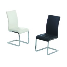 Union PU Dining Chair White & Chrome (2s)