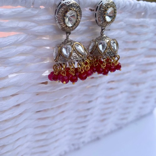 Ruby silver Jhumki/Earrings