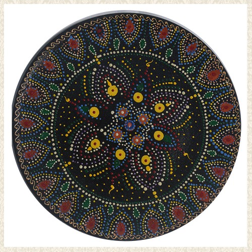 Hand Painted Wooden Art Plate - 12 Inches with Floral Design