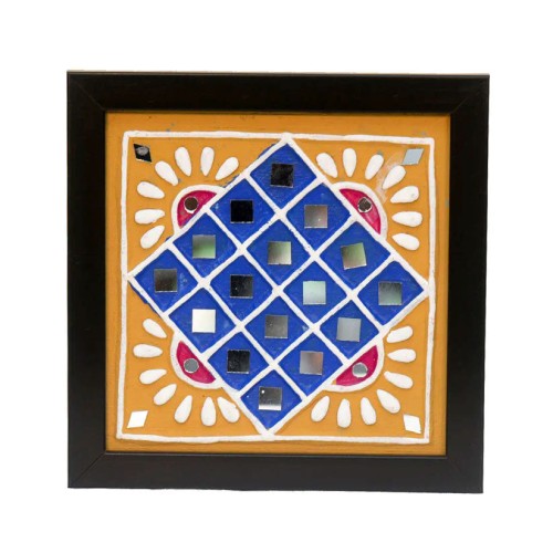 Handmade Lippan Art Wall Frame - Blue and Red