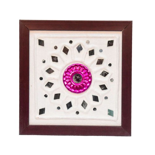 Handmade Lippan Art Wall Frame - Pink and White