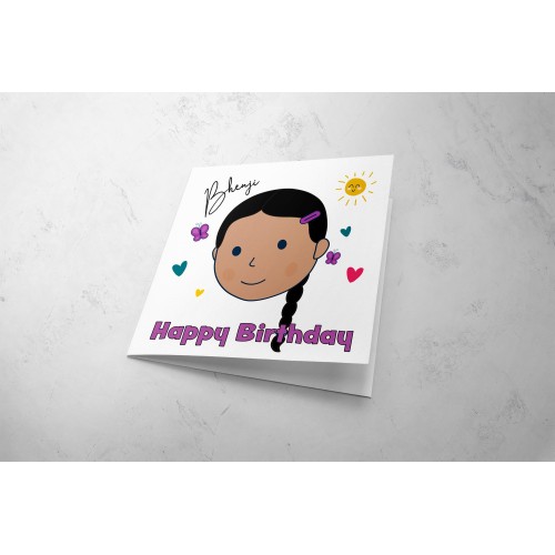 Sikh girl Kaur Birthday card with long hair braid | Nishaani | Nishaani+ | Jap and Jas | personalised