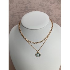 Round Evil Eye Layered Necklace (ST194)