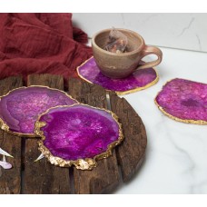 Handmade Pink Agate Coaster Set of 4 Pieces