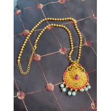 Orange gold affect necklace 1597