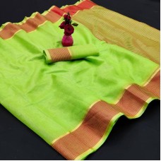 Soft linen saree parrot green 1715