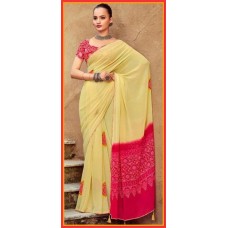 Georgette saree in lemon yellow colour 1889